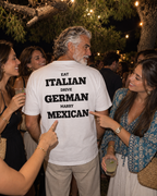 AI campaign mockup — mexican tee at a garden party