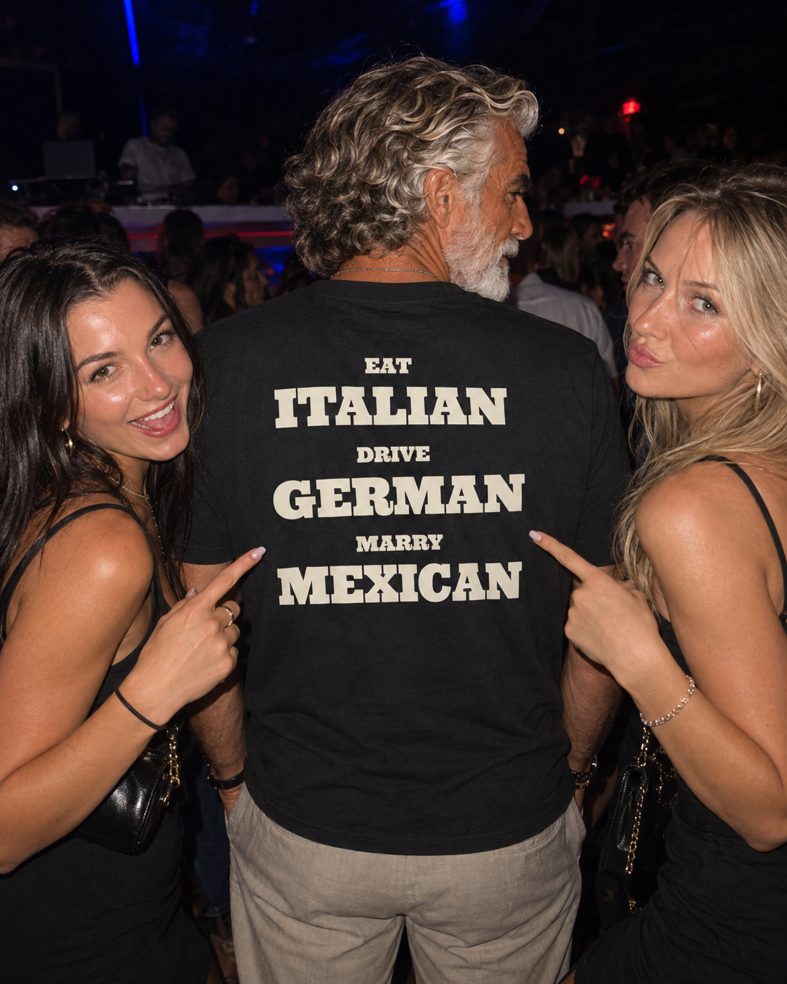 AI campaign mockup — mexican tee, two women